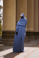 Prayer / Salah Dress One Piece Jilbab Blue 100% Cotton - Super Breathable Comfy Style