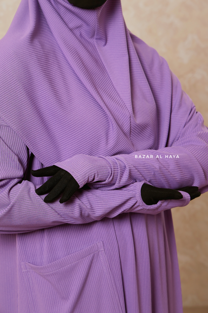 Lavender Khawla Premium Corduroy Cotton Two Piece Prayer Dress - Abaya & Khimar