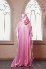 Humaira 3 Piece Abaya Set In Pink Organza Luxurious Kaftan With Inner Dress Scarf