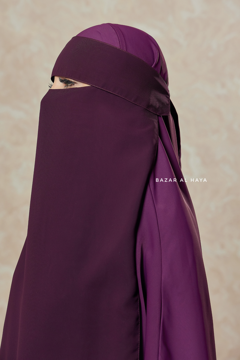 Plum Flap Single Niqab - Super Breathable Veil - Large