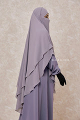 Grey Pari Two Layered Maxi Diamond Khimar - Crepe Chiffon