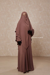 Taupe Rose Salam 2 Abaya & Mubarak Khimar Two Piece Set - Nida