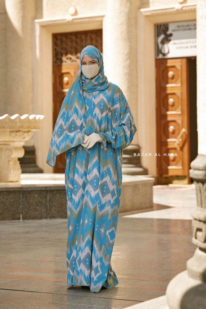 Azure Print Prayer / Salah Dress 2 - Super Breathable In 100% Cotton