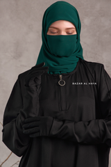 Badra Black Butterfly Abaya With Flair Bottom & Zipper Sleeves - Silk Crepe