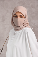Badra White Butterfly Abaya With Chiffon Flair & Zipper Sleeves - Silk Crepe