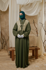 Olive Samiya Tie-Front Loose Fit Design Abaya Dress - Wool Leon
