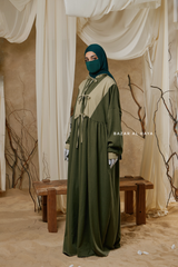 Olive Samiya Tie-Front Loose Fit Design Abaya Dress - Wool Leon
