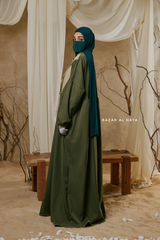 Olive Samiya Tie-Front Loose Fit Design Abaya Dress - Wool Leon