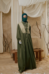 Olive Samiya Tie-Front Loose Fit Design Abaya Dress - Wool Leon