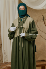 Olive Samiya Tie-Front Loose Fit Design Abaya Dress - Wool Leon