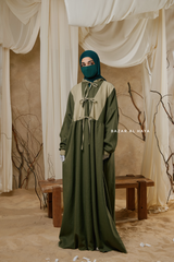 Olive Samiya Tie-Front Loose Fit Design Abaya Dress - Wool Leon