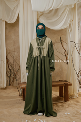 Olive Samiya Tie-Front Loose Fit Design Abaya Dress - Wool Leon