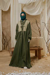 Olive Samiya Tie-Front Loose Fit Design Abaya Dress - Wool Leon