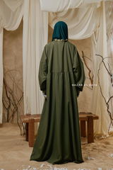 Olive Samiya Tie-Front Loose Fit Design Abaya Dress - Wool Leon