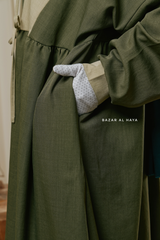 Olive Samiya Tie-Front Loose Fit Design Abaya Dress - Wool Leon