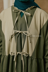 Olive Samiya Tie-Front Loose Fit Design Abaya Dress - Wool Leon