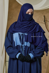 Blue Samiya Tie-Front Loose Fit Design Abaya Dress - Wool Leon