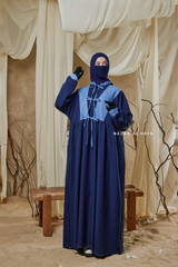 Blue Samiya Tie-Front Loose Fit Design Abaya Dress - Wool Leon