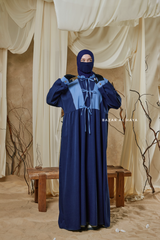 Blue Samiya Tie-Front Loose Fit Design Abaya Dress - Wool Leon