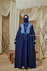 Blue Samiya Tie-Front Loose Fit Design Abaya Dress - Wool Leon