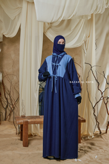 Blue Samiya Tie-Front Loose Fit Design Abaya Dress - Wool Leon