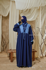 Blue Samiya Tie-Front Loose Fit Design Abaya Dress - Wool Leon