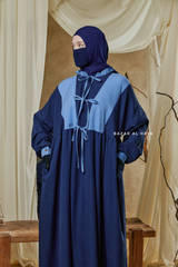 Blue Samiya Tie-Front Loose Fit Design Abaya Dress - Wool Leon