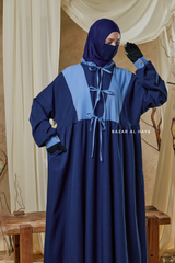 Blue Samiya Tie-Front Loose Fit Design Abaya Dress - Wool Leon