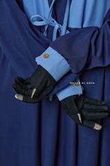 Blue Samiya Tie-Front Loose Fit Design Abaya Dress - Wool Leon