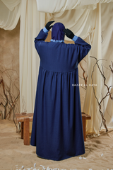 Blue Samiya Tie-Front Loose Fit Design Abaya Dress - Wool Leon