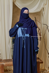 Blue Samiya Tie-Front Loose Fit Design Abaya Dress - Wool Leon