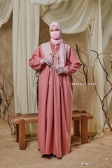 Pink Samiya Tie-Front Loose Fit Design Abaya Dress - Wool Leon