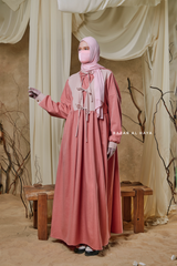 Pink Samiya Tie-Front Loose Fit Design Abaya Dress - Wool Leon