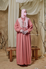 Pink Samiya Tie-Front Loose Fit Design Abaya Dress - Wool Leon