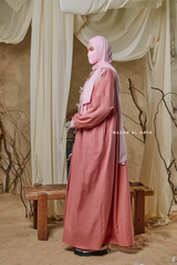 Pink Samiya Tie-Front Loose Fit Design Abaya Dress - Wool Leon