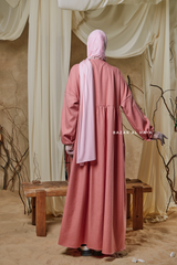 Pink Samiya Tie-Front Loose Fit Design Abaya Dress - Wool Leon