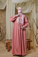 Pink Samiya Tie-Front Loose Fit Design Abaya Dress - Wool Leon