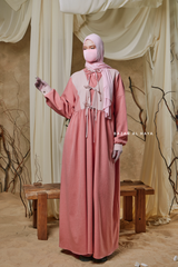 Pink Samiya Tie-Front Loose Fit Design Abaya Dress - Wool Leon