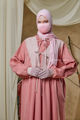 Pink Samiya Tie-Front Loose Fit Design Abaya Dress - Wool Leon