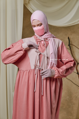 Pink Samiya Tie-Front Loose Fit Design Abaya Dress - Wool Leon