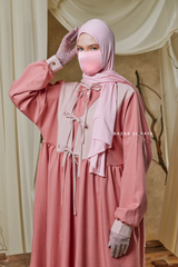 Pink Samiya Tie-Front Loose Fit Design Abaya Dress - Wool Leon