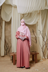 Pink Samiya Tie-Front Loose Fit Design Abaya Dress - Wool Leon