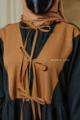 Black Samiya Tie-Front Loose Fit Design Abaya Dress - Wool Leon