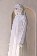 Zahra Bridal Silk Gown Abaya & Lace Cloak Set For Walima, Wedding, Nikkah - 4 Piece