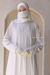 Zahra Bridal Silk Gown Abaya & Lace Cloak Set For Walima, Wedding, Nikkah - 4 Piece