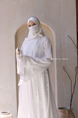 Zahra Bridal Silk Gown Abaya & Lace Cloak Set For Walima, Wedding, Nikkah - 4 Piece
