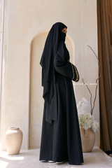Black Gold Aisha Palestinian Thobe Abaya Tatreez Embroidery Dress