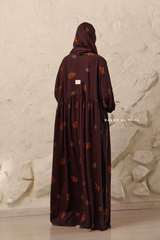 Chocolate Mahfuza Oversized Abaya Dress With Hijab Two Piece Set - Silk Cotton