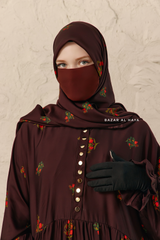 Chocolate Mahfuza Oversized Abaya Dress With Hijab Two Piece Set - Silk Cotton
