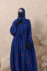 Royal Blue Mahfuza Oversized Abaya Dress With Hijab Two Piece Set - Silk Cotton